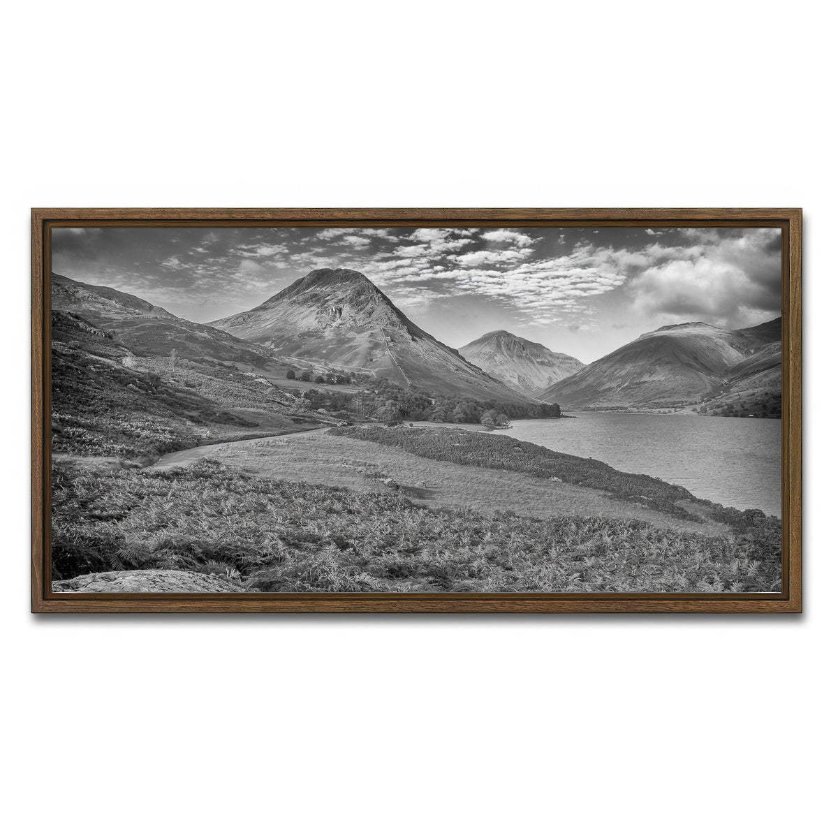 AUTO-MOCKUP WHITE | Grey Peaks | 1 Piece | Walnut Framed Canvas | group=2x1