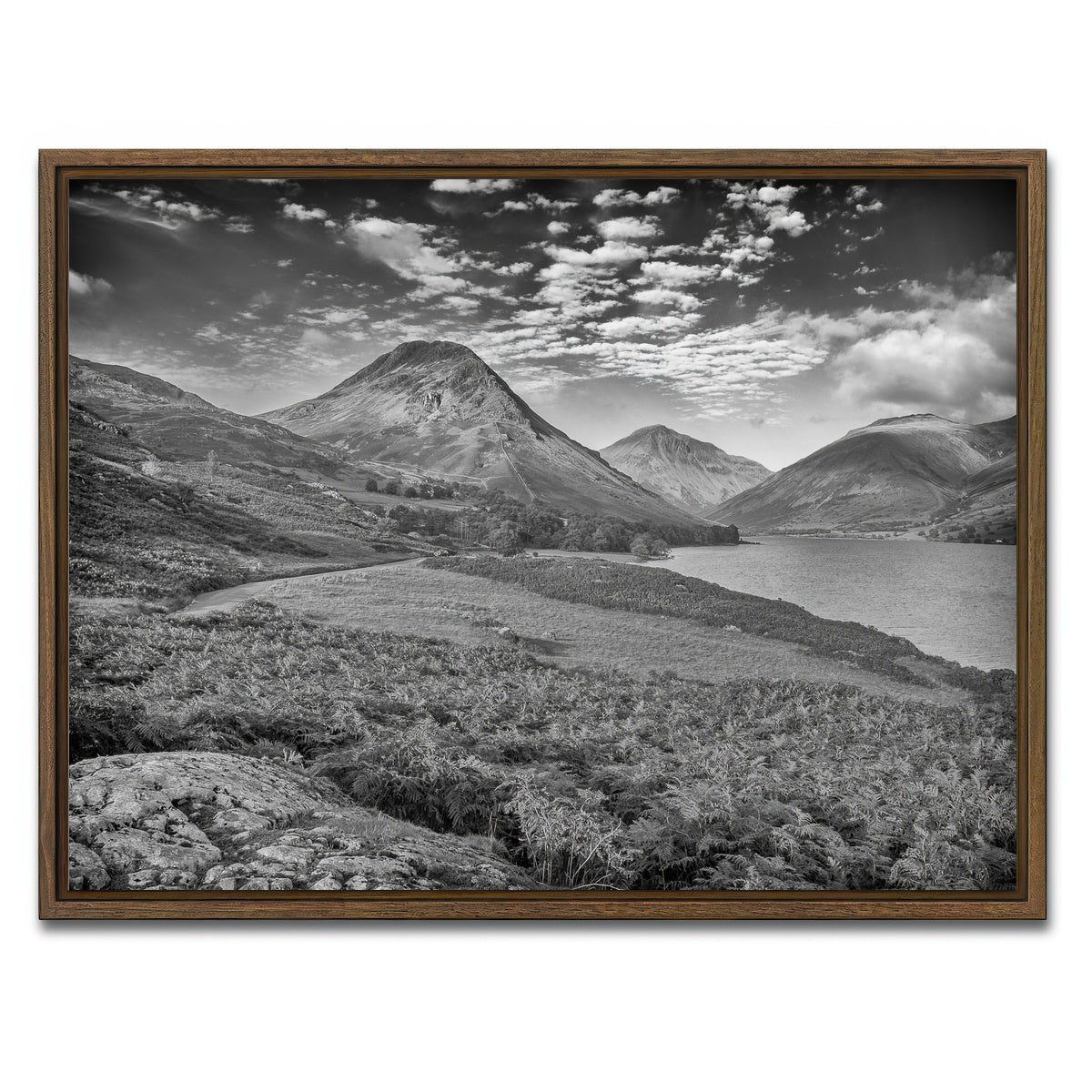 AUTO-MOCKUP WHITE | Grey Peaks | 1 Piece | Walnut Framed Canvas | group=4x3