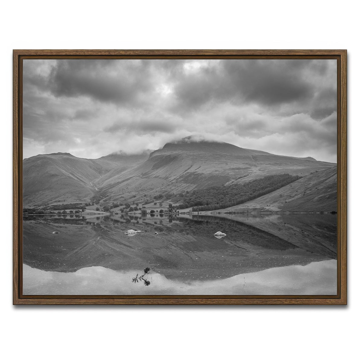 AUTO-MOCKUP WHITE | Grey Reflections | 1 Piece | Walnut Framed Canvas | group=4x3