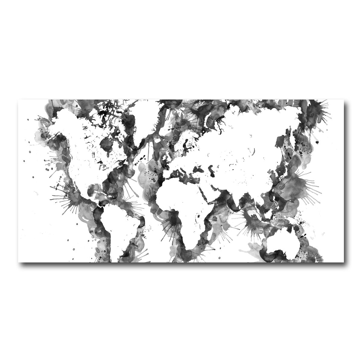 AUTO-MOCKUP WHITE | Grey Splatter World Map | 1 Piece | Gallery Wrap Canvas | group=2x1