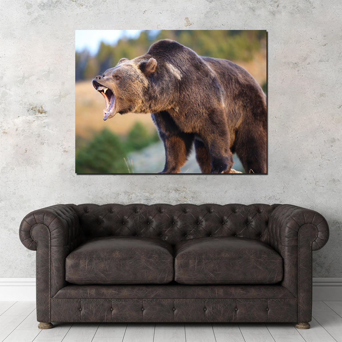 Grizzly Bear Growling Wall Art