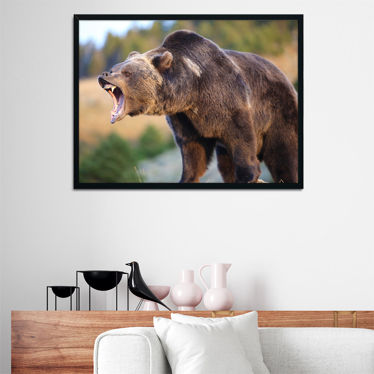 Grizzly Bear Growling Wall Art