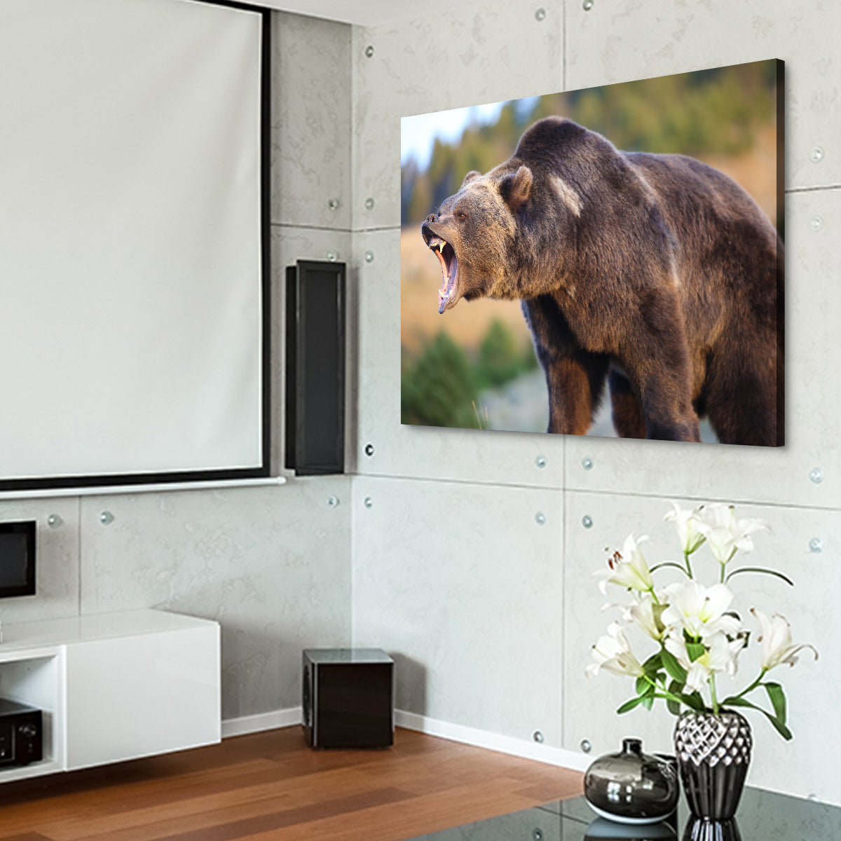 Grizzly Bear Growling Wall Art
