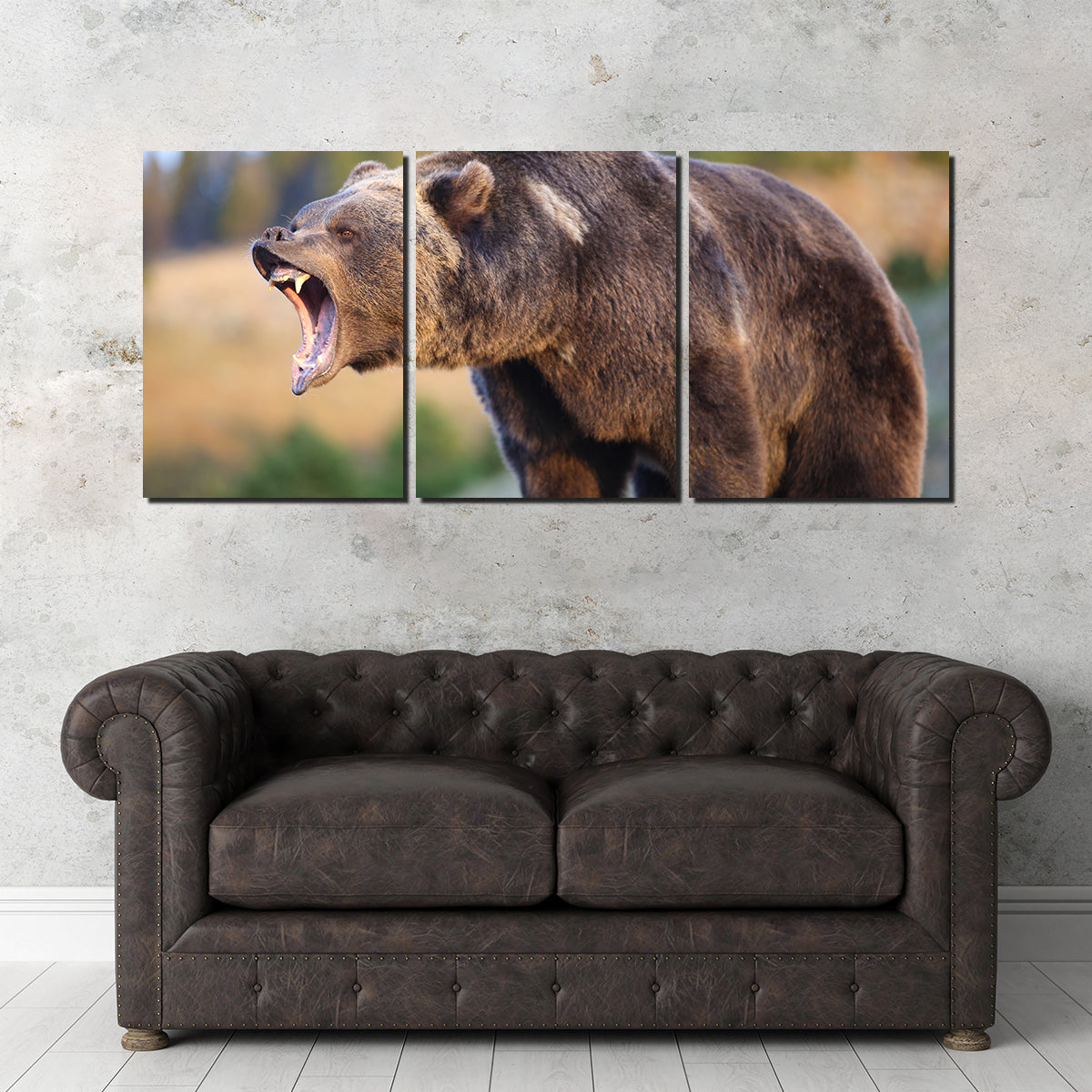 Grizzly Bear Growling Wall Art