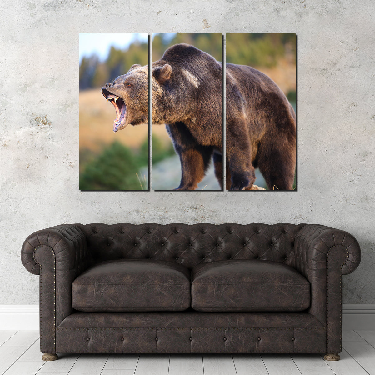 Grizzly Bear Growling Wall Art