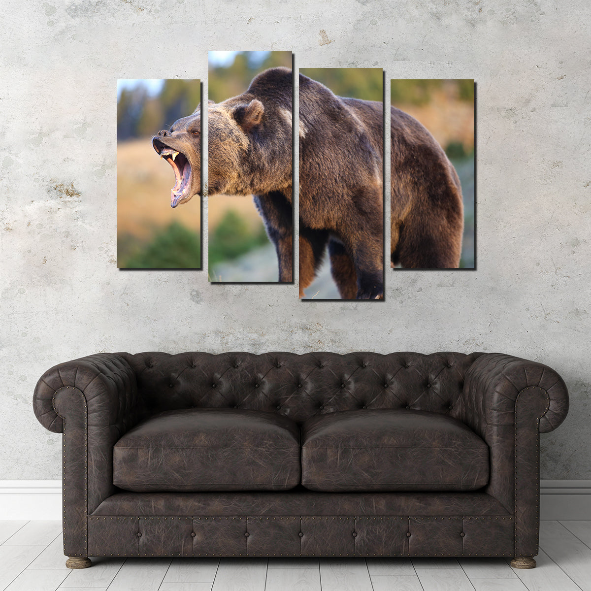 Grizzly Bear Growling Wall Art