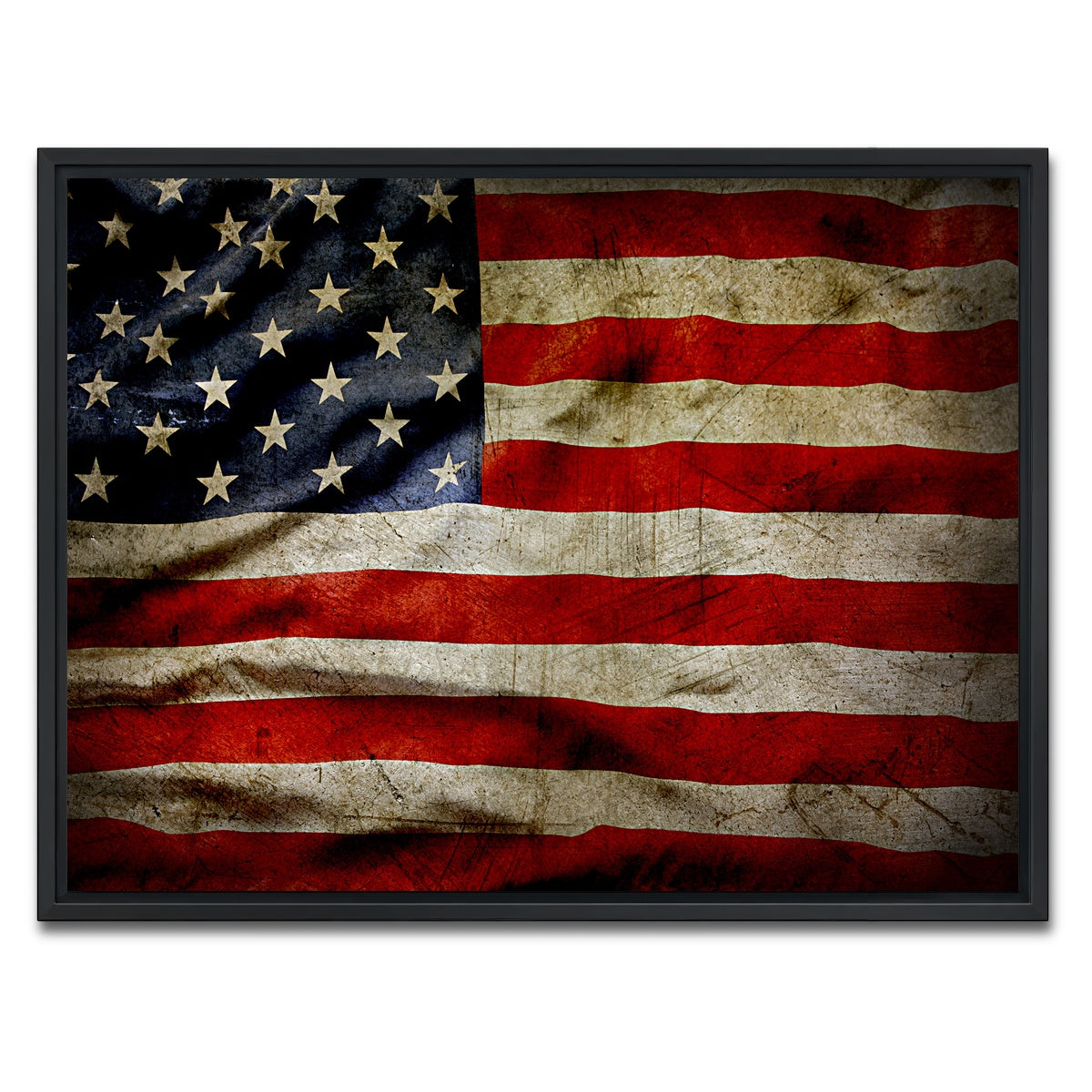 AUTO-MOCKUP WHITE | Grunge American Flag | 1 Piece | Black Framed Canvas | group=4x3