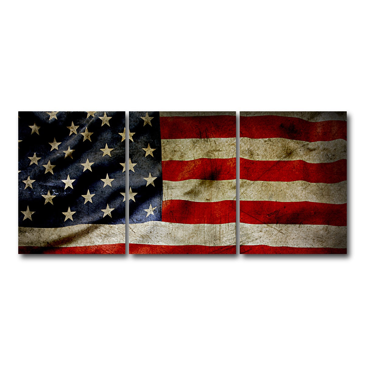 AUTO-MOCKUP WHITE | Grunge American Flag | 3 Piece | Gallery Wrap Canvas | group=18x24