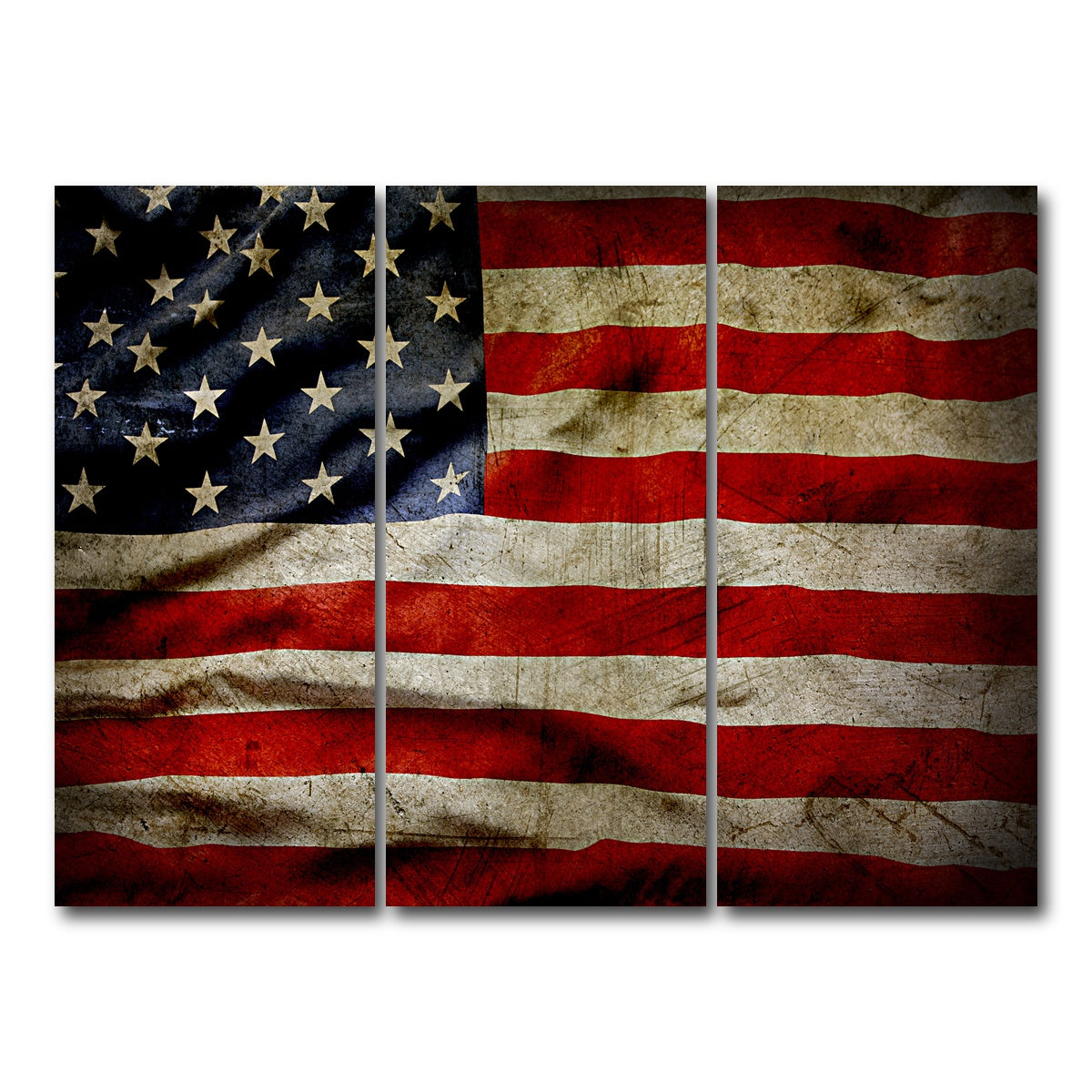 AUTO-MOCKUP WHITE | Grunge American Flag | 3 Piece | Gallery Wrap Canvas | group=8x18