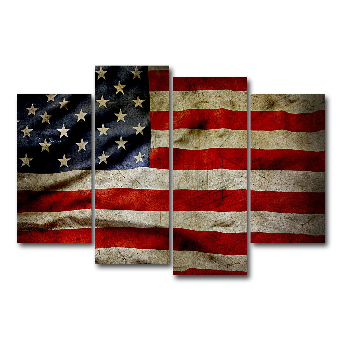 AUTO-MOCKUP WHITE | Grunge American Flag | 4 Piece | Gallery Wrap Canvas | group=4_short