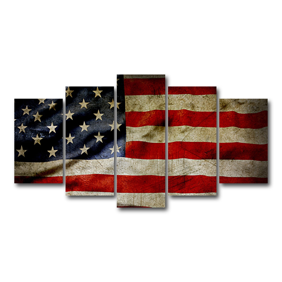 AUTO-MOCKUP WHITE | Grunge American Flag | 5 Piece | Gallery Wrap Canvas | group=5_normal