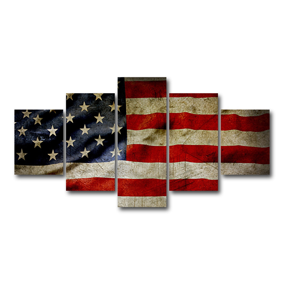 AUTO-MOCKUP WHITE | Grunge American Flag | 5 Piece | Gallery Wrap Canvas | group=5_short