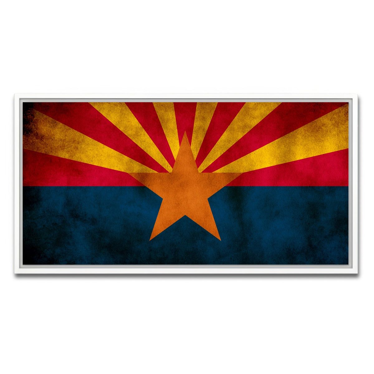 AUTO-MOCKUP WHITE | Grunge Arizona State Flag | 1 Piece | White Framed Canvas | group=2x1