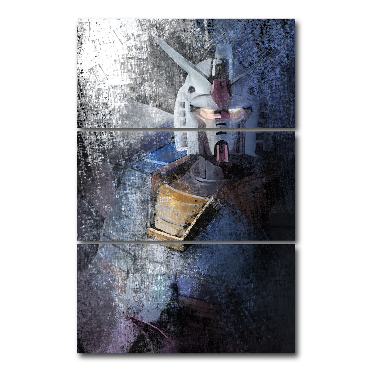 AUTO-MOCKUP WHITE | Gundam blue | 3 Piece | Gallery Wrap Canvas | group=12x24_stacked