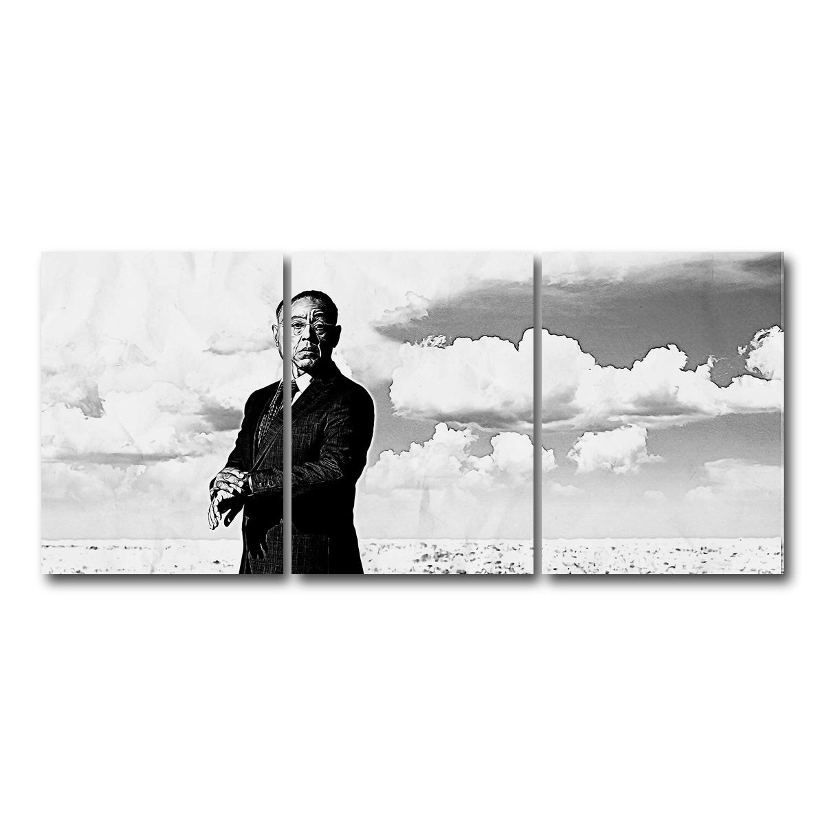 AUTO-MOCKUP WHITE | Gus Fring Grayscale | 3 Piece | Gallery Wrap Canvas | group=18x24