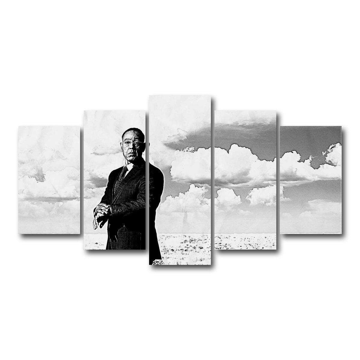 AUTO-MOCKUP WHITE | Gus Fring Grayscale | 5 Piece | Gallery Wrap Canvas | group=5_normal