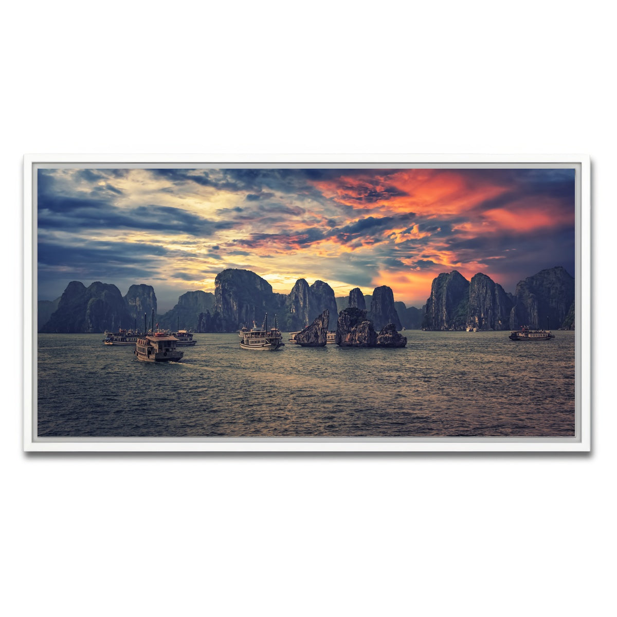 AUTO-MOCKUP WHITE | Halong Bay | 1 Piece | White Framed Canvas | group=2x1