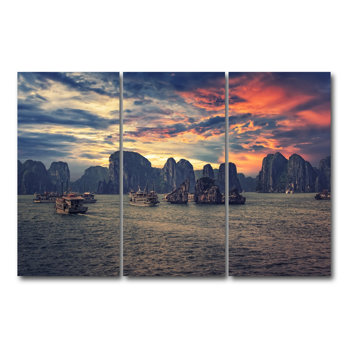 AUTO-MOCKUP WHITE | Halong Bay | 3 Piece | Gallery Wrap Canvas | group=12x24