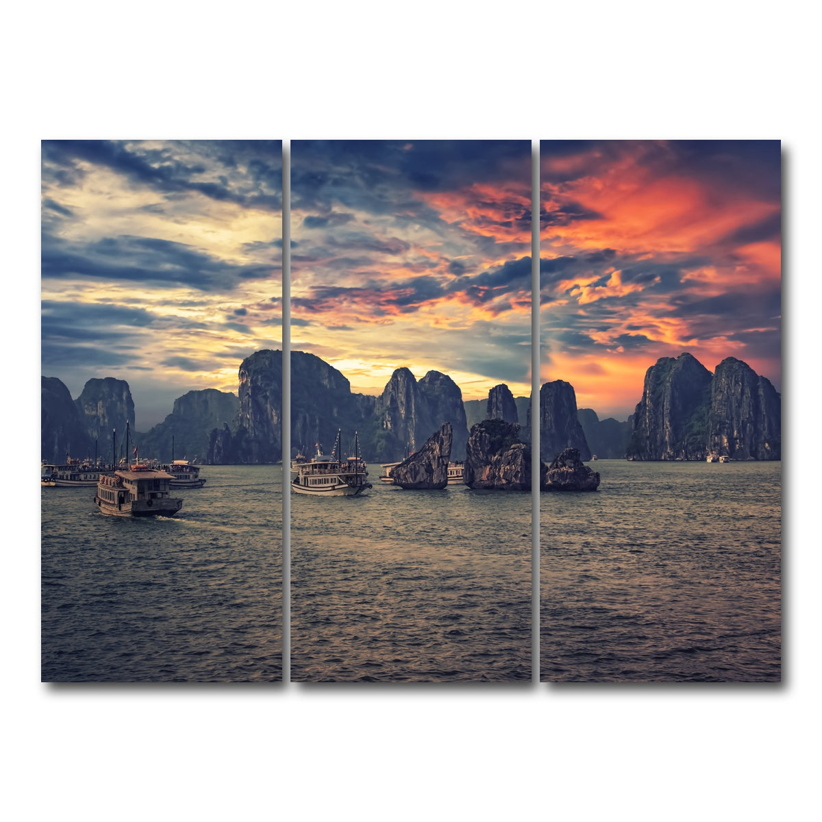 AUTO-MOCKUP WHITE | Halong Bay | 3 Piece | Gallery Wrap Canvas | group=8x18