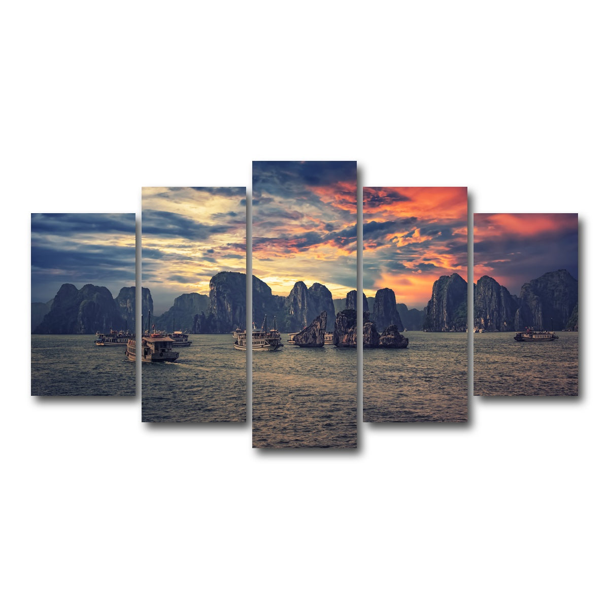 AUTO-MOCKUP WHITE | Halong Bay | 5 Piece | Gallery Wrap Canvas | group=5_normal