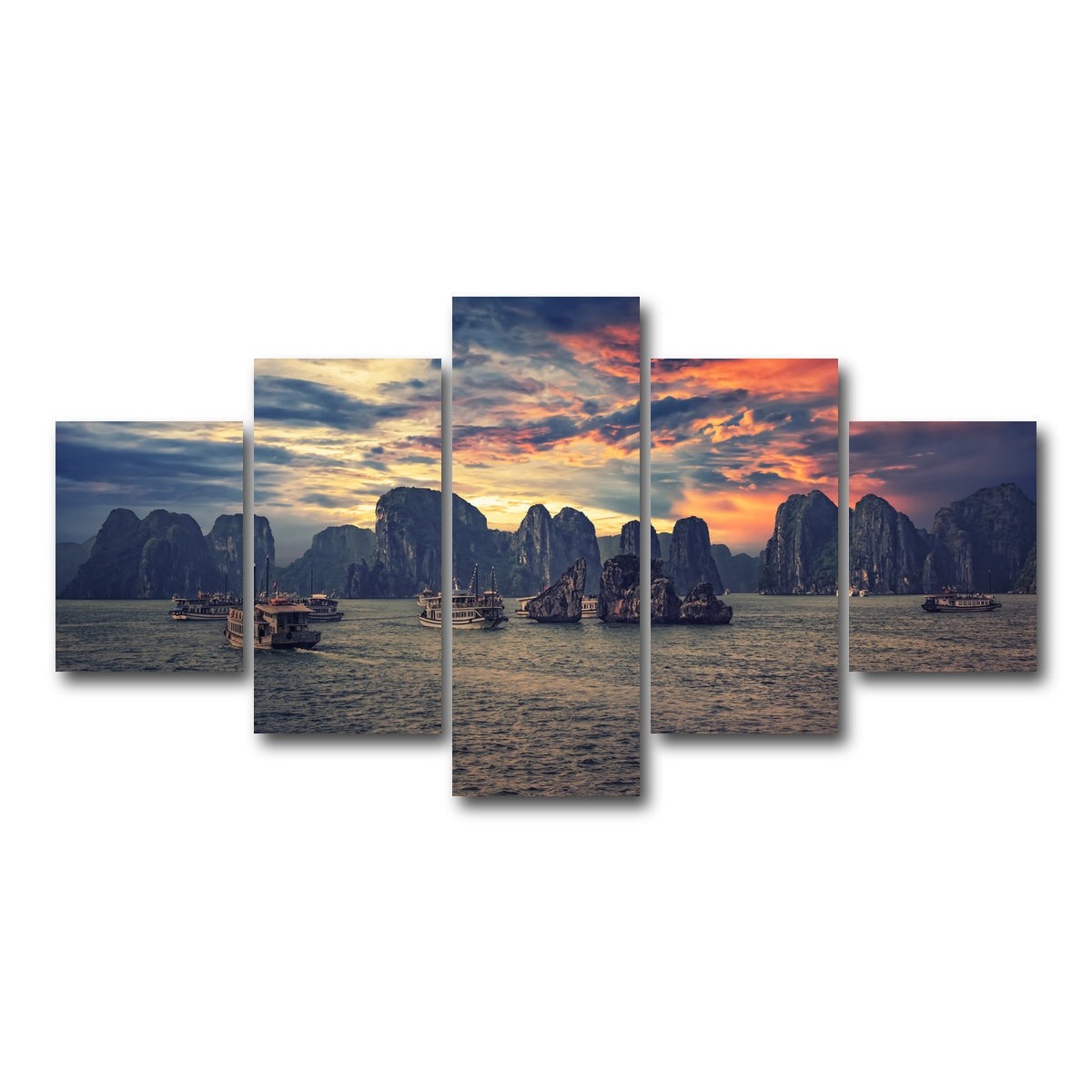 AUTO-MOCKUP WHITE | Halong Bay | 5 Piece | Gallery Wrap Canvas | group=5_short