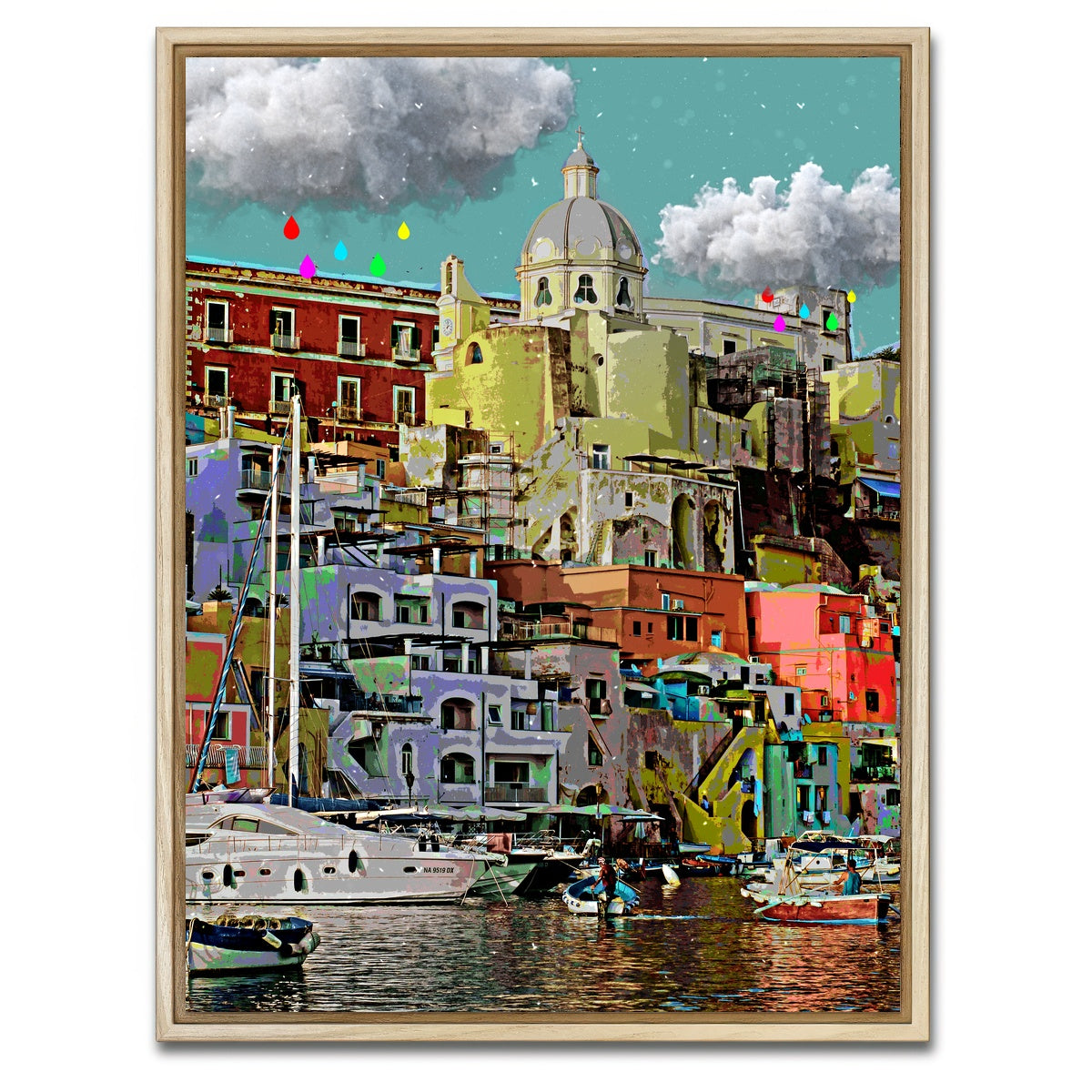 AUTO-MOCKUP WHITE | Happy City Life | 1 Piece | Natural Framed Canvas | group=3x4