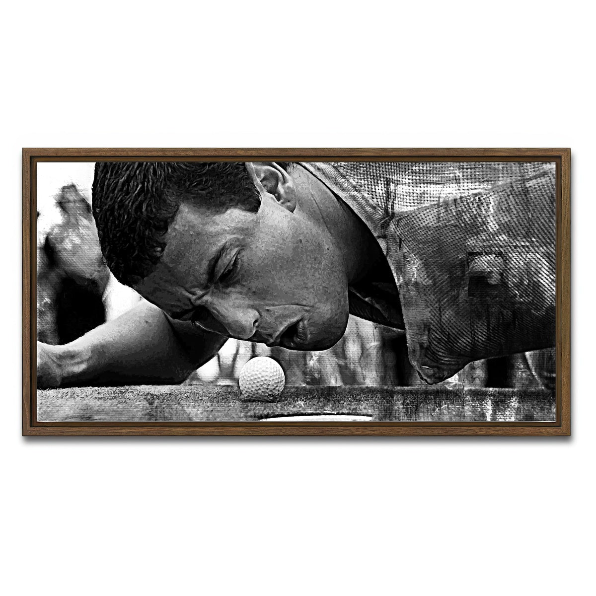 AUTO-MOCKUP WHITE | Happy Gilmore Grayscale | 1 Piece | Walnut Framed Canvas | group=2x1