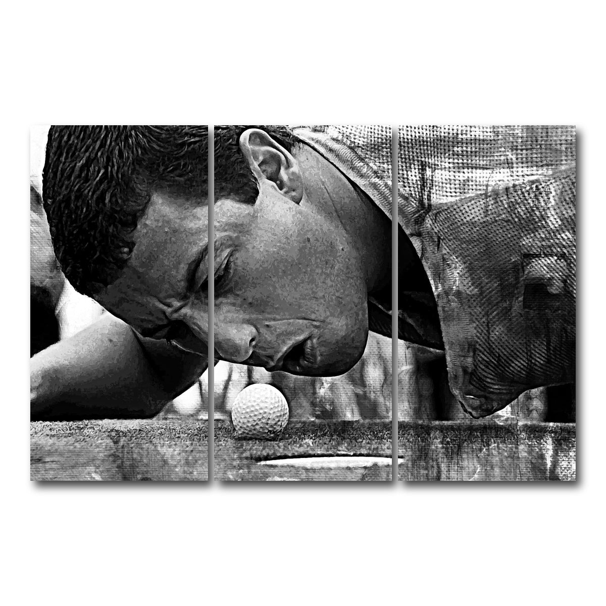 AUTO-MOCKUP WHITE | Happy Gilmore Grayscale | 3 Piece | Gallery Wrap Canvas | group=12x24