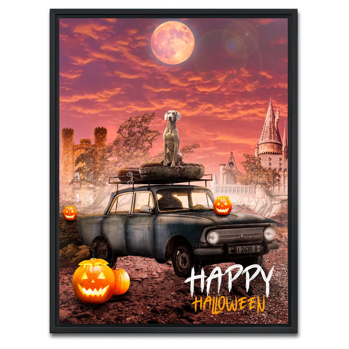 AUTO-MOCKUP WHITE | Happy Halloween | 1 Piece | Black Framed Canvas | group=3x4