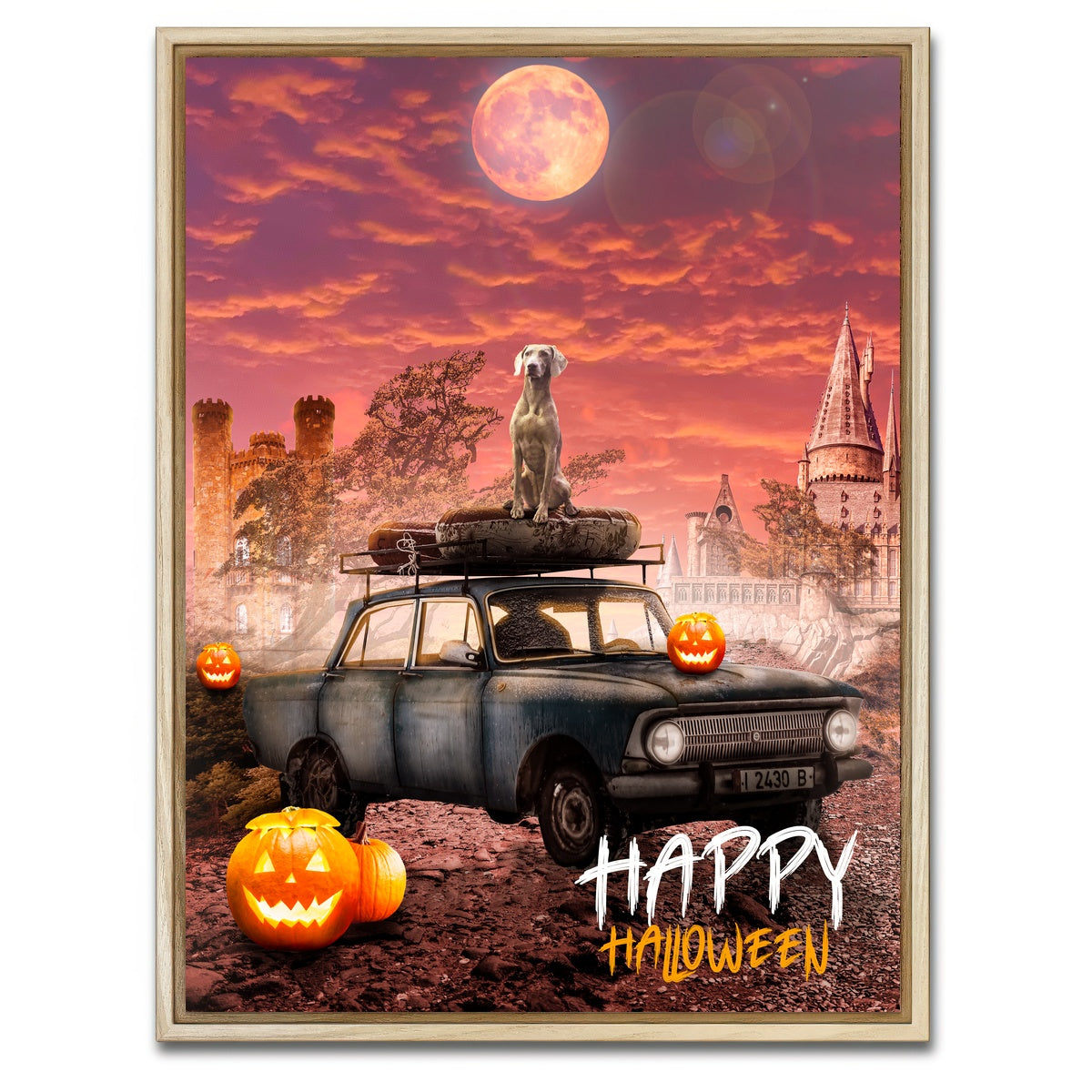 AUTO-MOCKUP WHITE | Happy Halloween | 1 Piece | Natural Framed Canvas | group=3x4