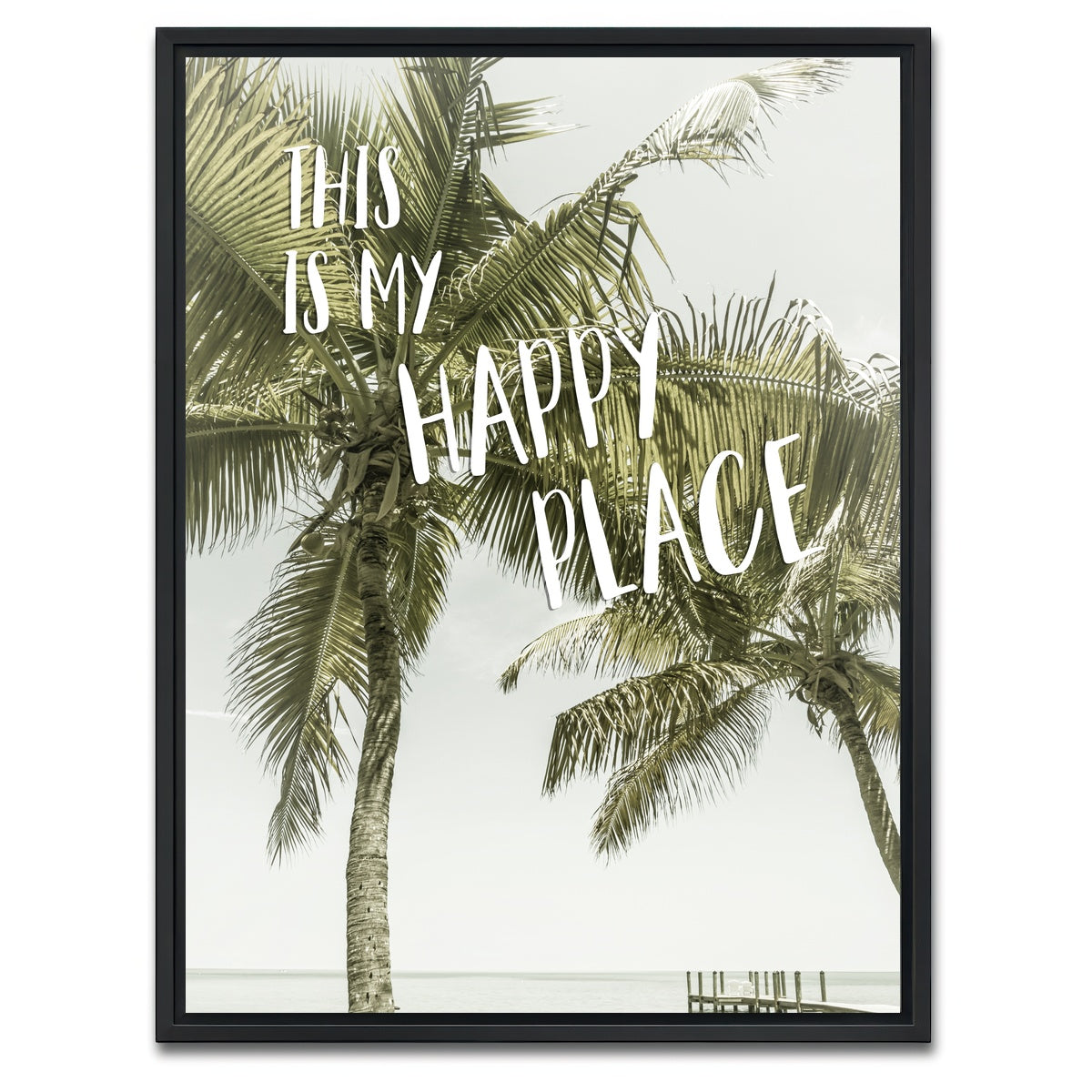 AUTO-MOCKUP WHITE | Happy Place | 1 Piece | Black Framed Canvas | group=3x4