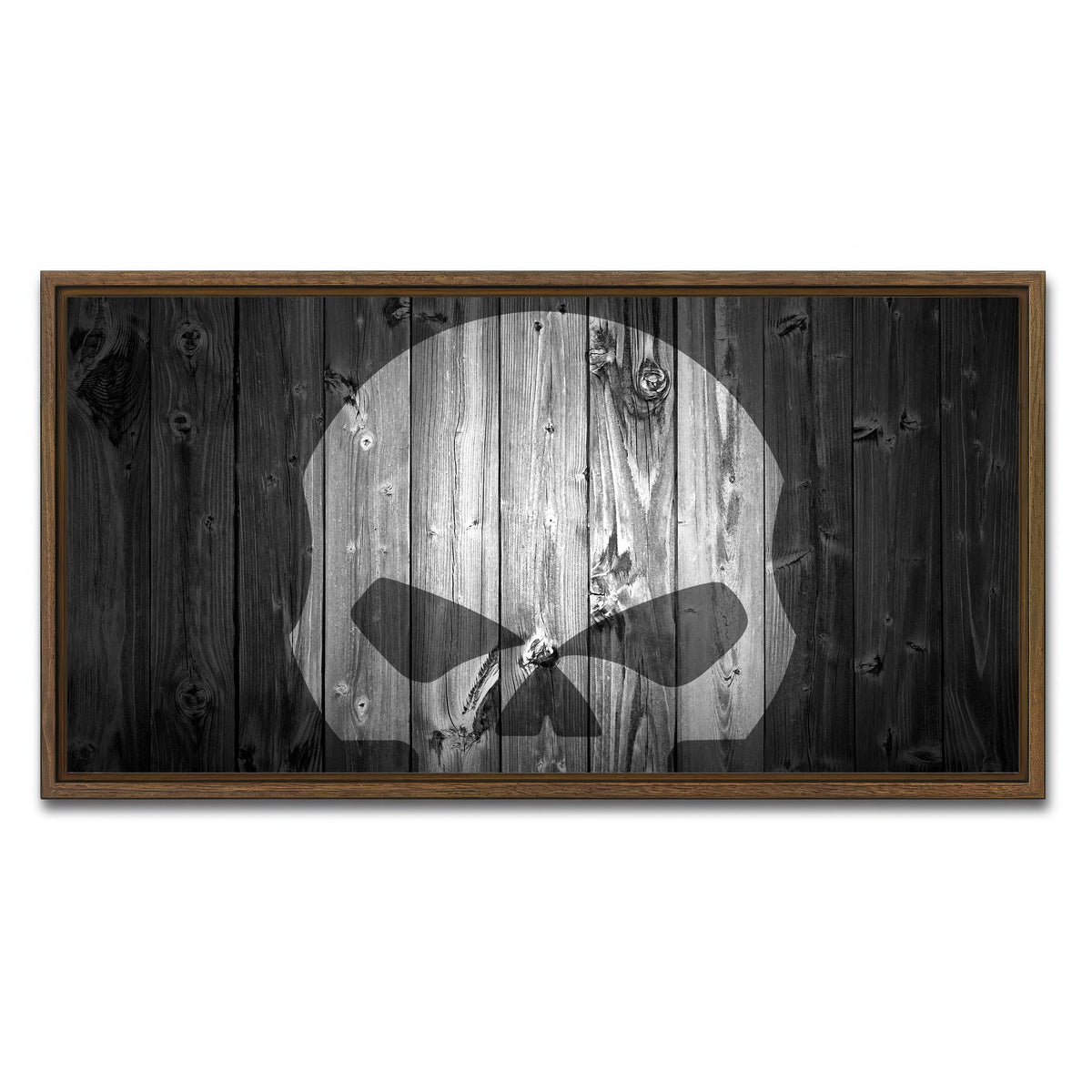 AUTO-MOCKUP WHITE | Harley Skull | 1 Piece | Walnut Framed Canvas | group=2x1