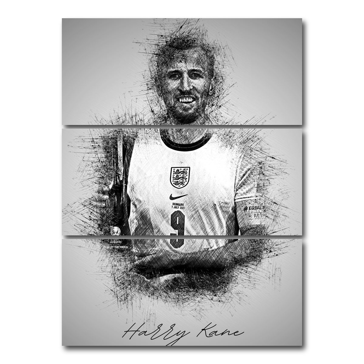 AUTO-MOCKUP WHITE | Harry Kane | 3 Piece | Gallery Wrap Canvas | group=8x18_stacked