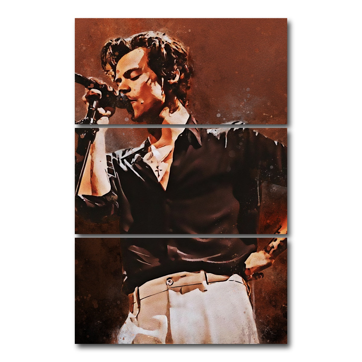 AUTO-MOCKUP WHITE | Harry Styles Painting | 3 Piece | Gallery Wrap Canvas | group=12x24_stacked