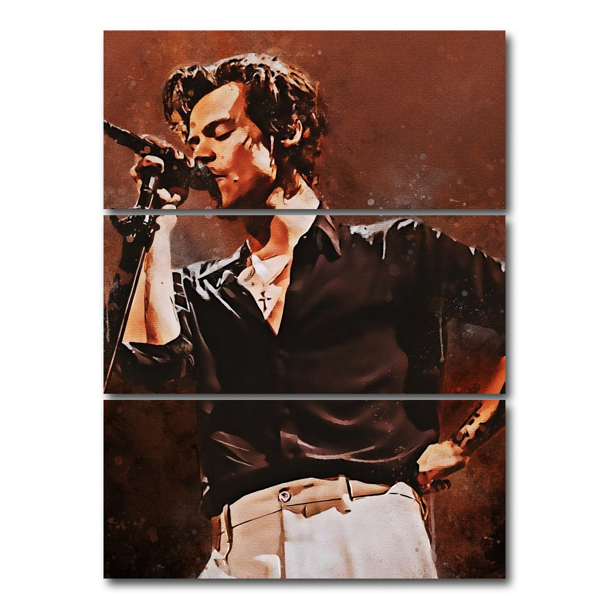 AUTO-MOCKUP WHITE | Harry Styles Painting | 3 Piece | Gallery Wrap Canvas | group=8x18_stacked