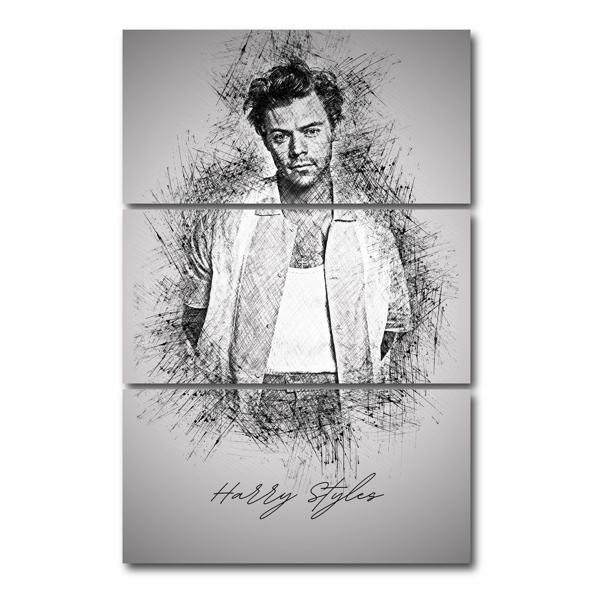 AUTO-MOCKUP WHITE | Harry Styles Sketch | 3 Piece | Gallery Wrap Canvas | group=12x24_stacked