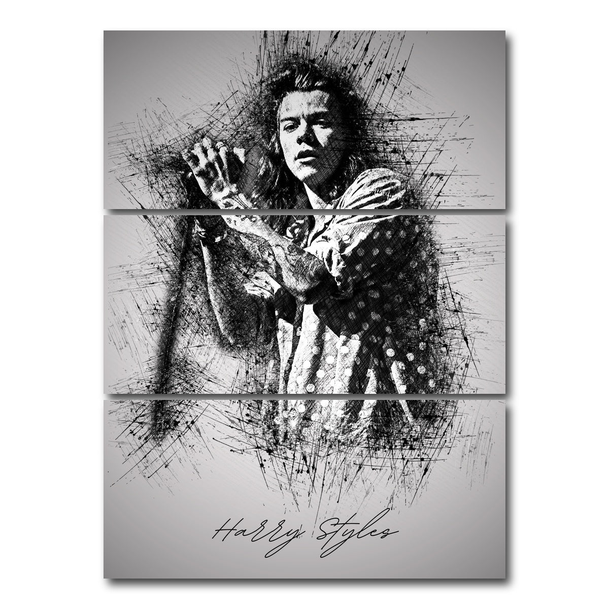 AUTO-MOCKUP WHITE | Harry Styles | 3 Piece | Gallery Wrap Canvas | group=8x18_stacked