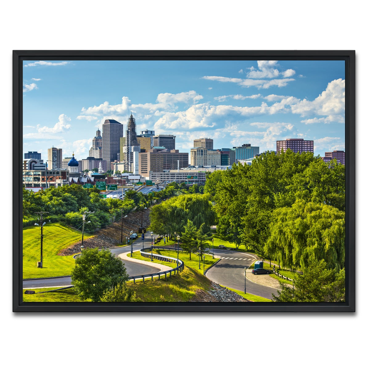 AUTO-MOCKUP WHITE | Hartford Downtown Cityscape | 1 Piece | Black Framed Canvas | group=4x3