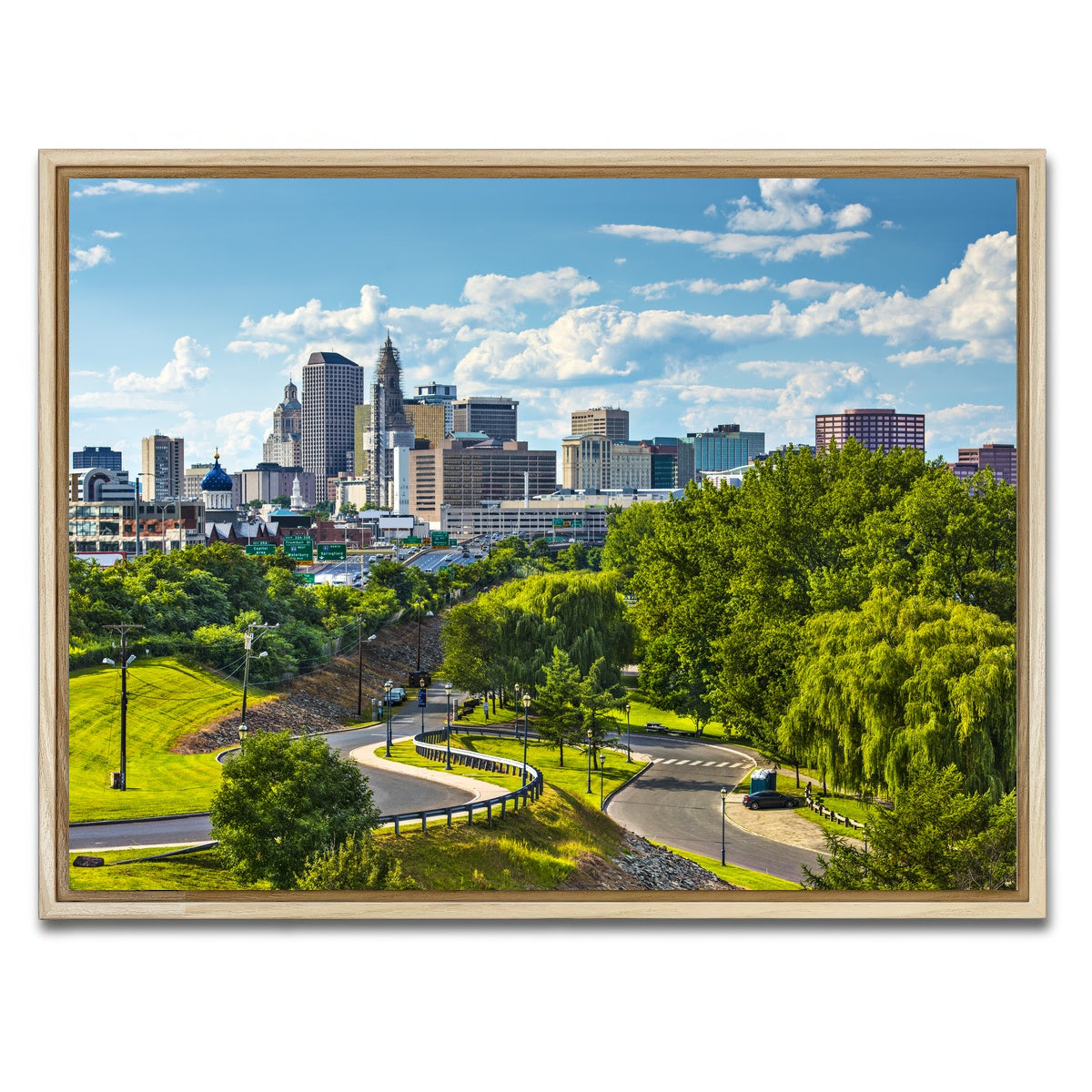 AUTO-MOCKUP WHITE | Hartford Downtown Cityscape | 1 Piece | Natural Framed Canvas | group=4x3
