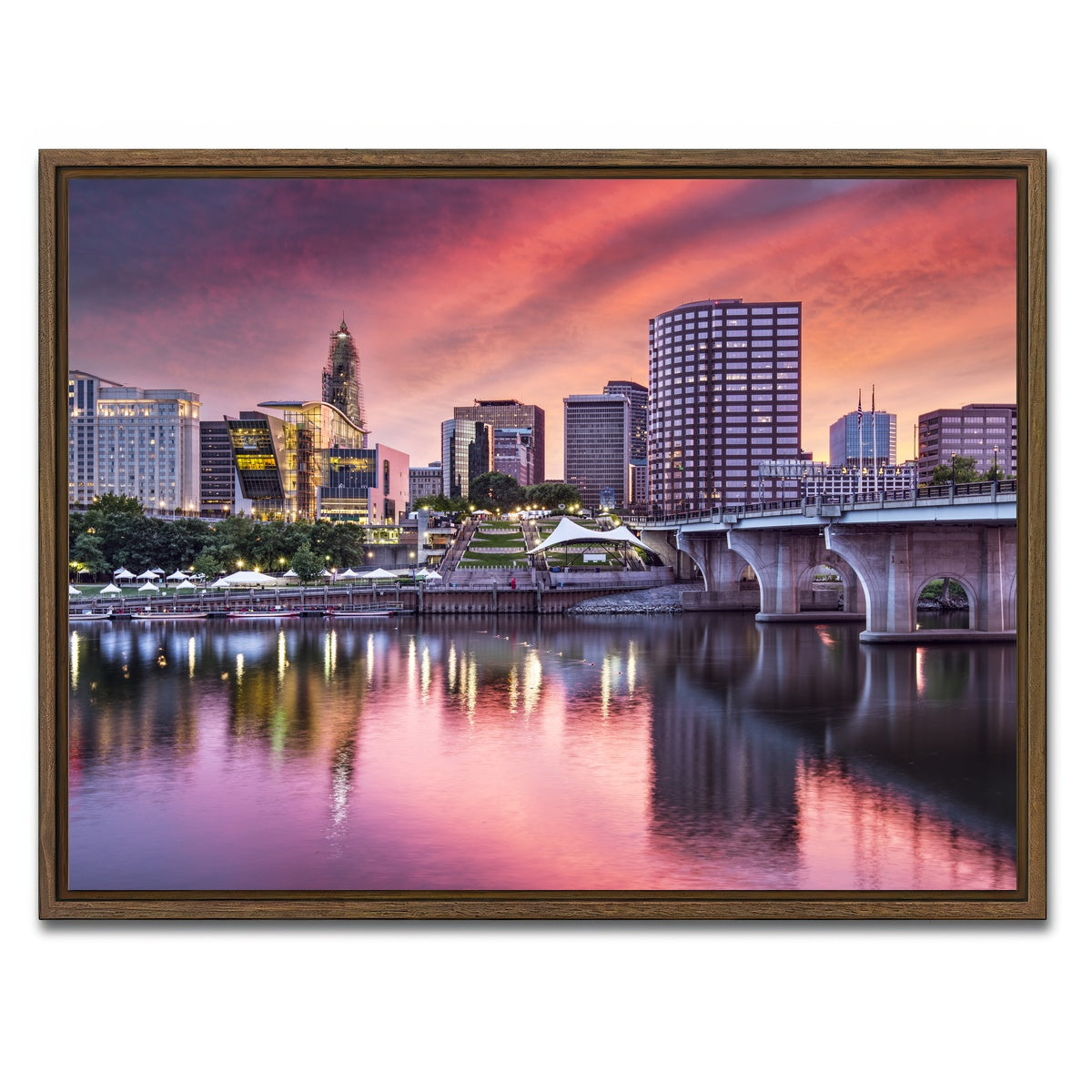 AUTO-MOCKUP WHITE | Hartford Skyline | 1 Piece | Walnut Framed Canvas | group=4x3