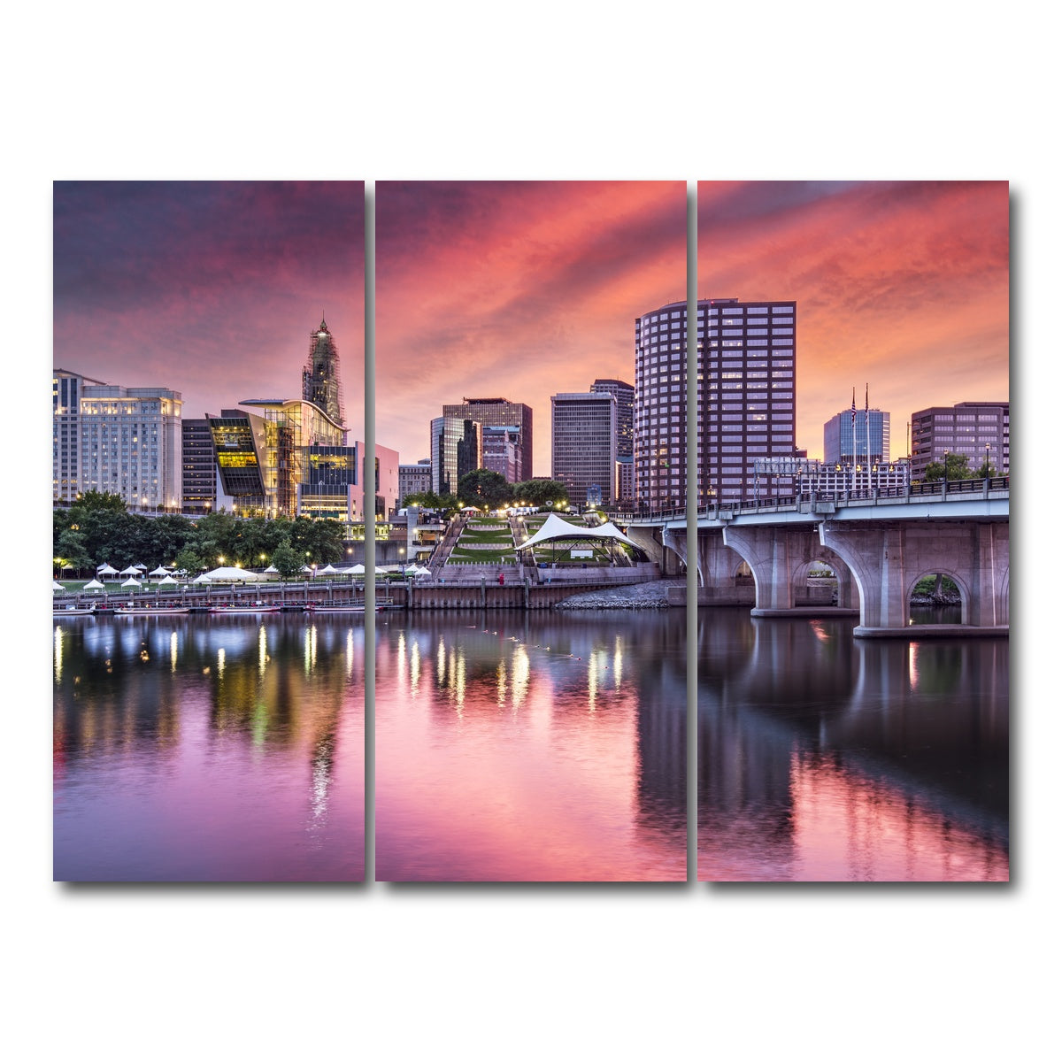 AUTO-MOCKUP WHITE | Hartford Skyline | 3 Piece | Gallery Wrap Canvas | group=8x18