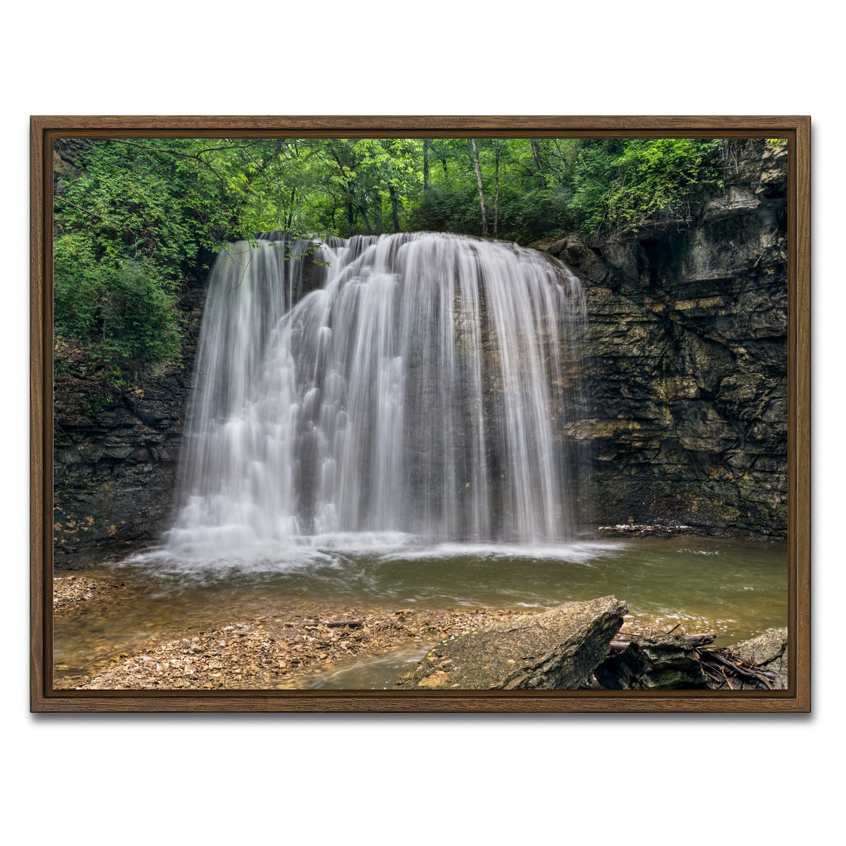 AUTO-MOCKUP WHITE | Hayden Falls | 1 Piece | Walnut Framed Canvas | group=4x3