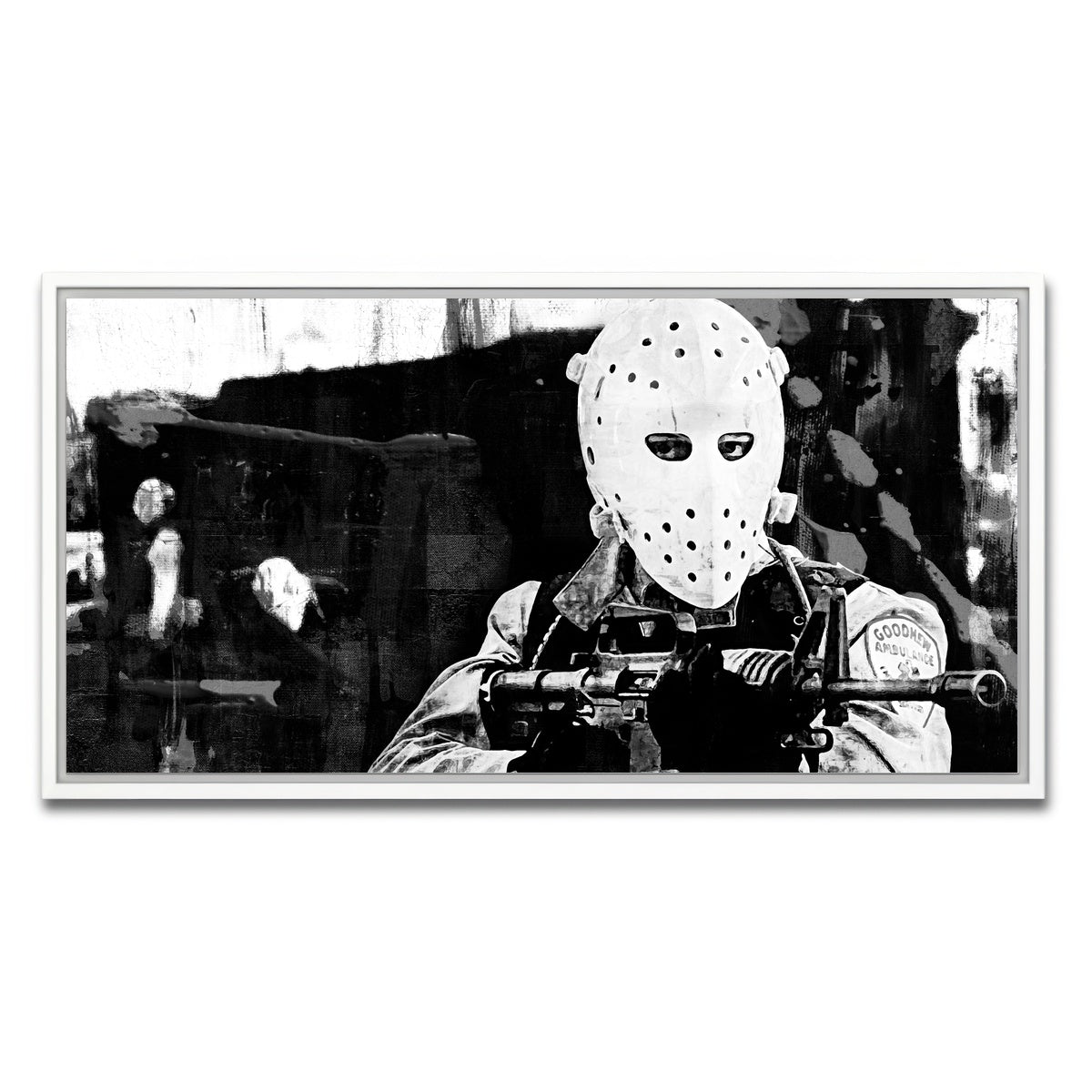 AUTO-MOCKUP WHITE | Heat - The Heist Grayscale | 1 Piece | White Framed Canvas | group=2x1