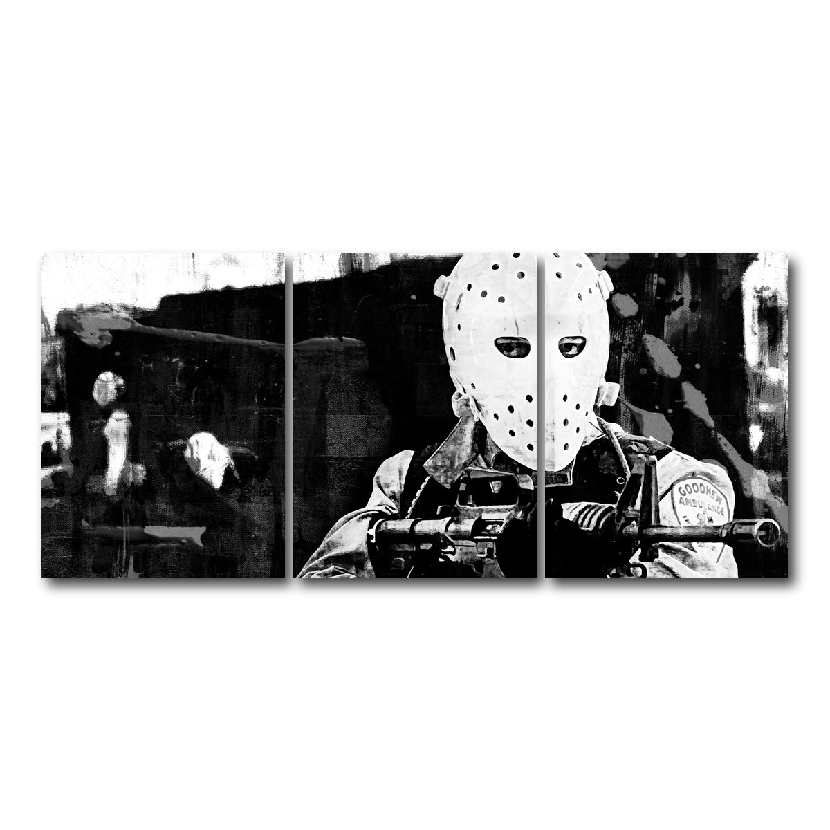 AUTO-MOCKUP WHITE | Heat - The Heist Grayscale | 3 Piece | Gallery Wrap Canvas | group=18x24