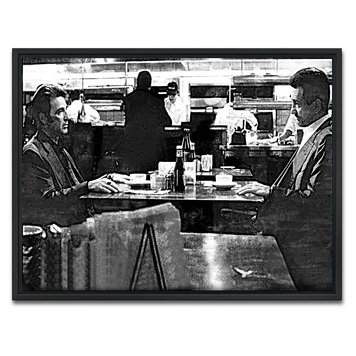 AUTO-MOCKUP WHITE | Heat - The Meeting Grayscale | 1 Piece | Black Framed Canvas | group=4x3