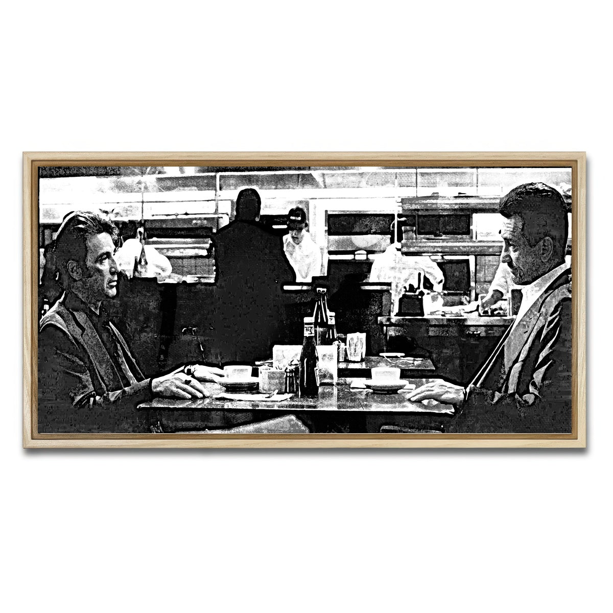 AUTO-MOCKUP WHITE | Heat - The Meeting Grayscale | 1 Piece | Natural Framed Canvas | group=2x1