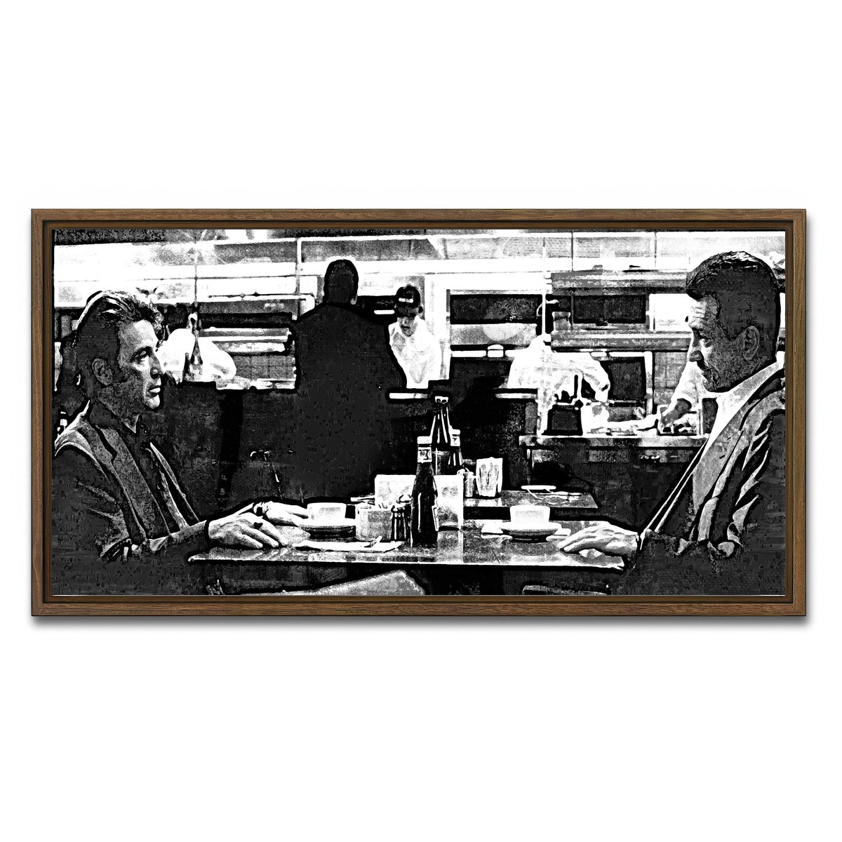 AUTO-MOCKUP WHITE | Heat - The Meeting Grayscale | 1 Piece | Walnut Framed Canvas | group=2x1