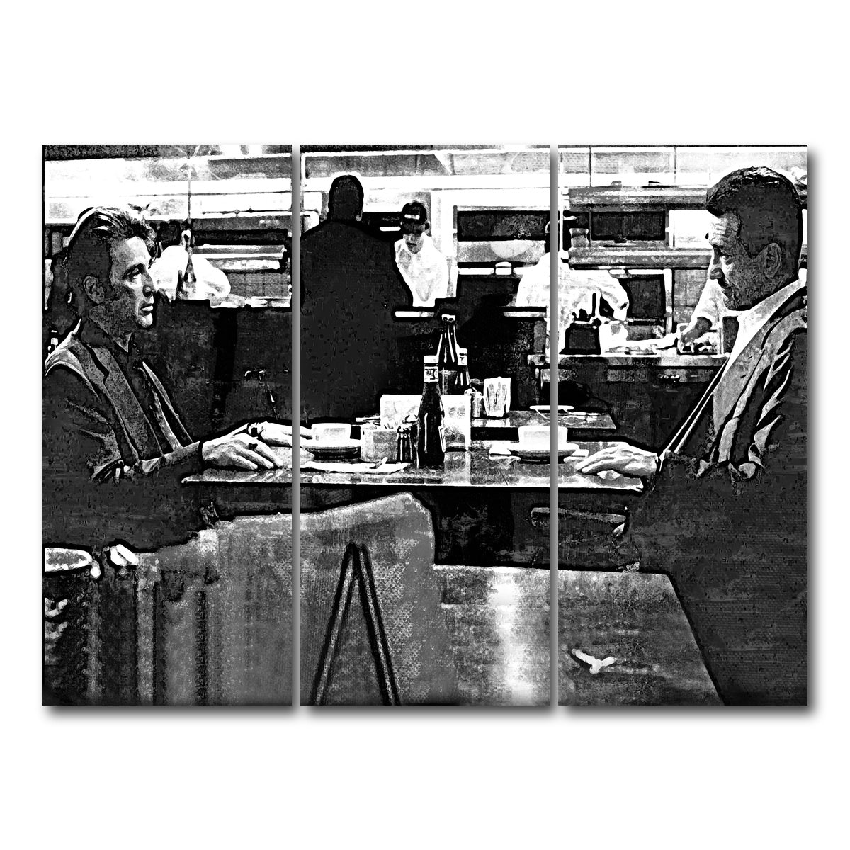 AUTO-MOCKUP WHITE | Heat - The Meeting Grayscale | 3 Piece | Gallery Wrap Canvas | group=8x18