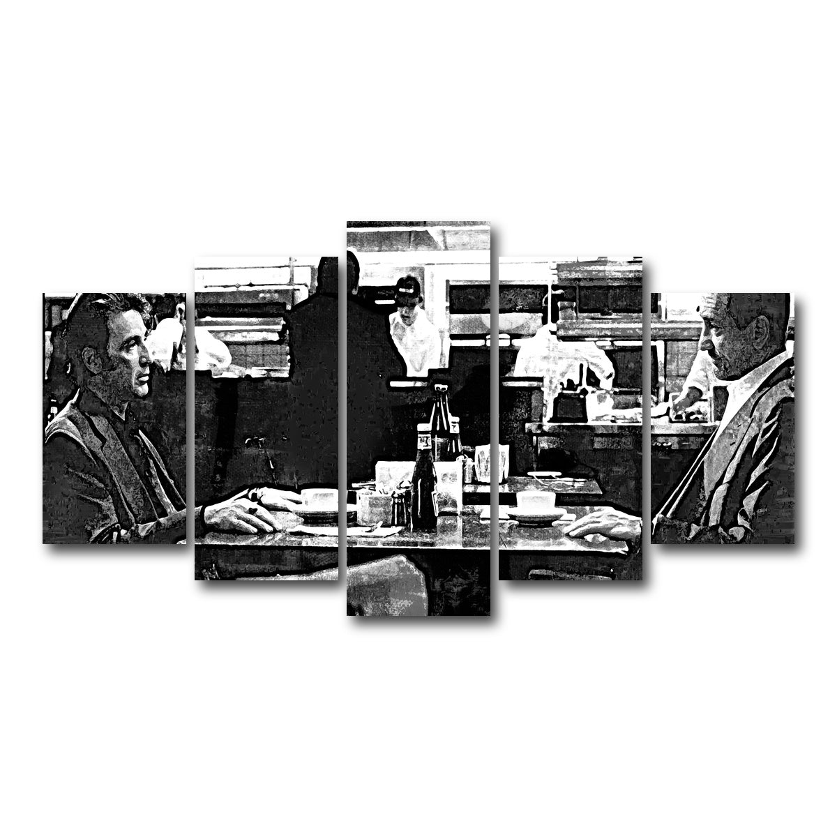 AUTO-MOCKUP WHITE | Heat - The Meeting Grayscale | 5 Piece | Gallery Wrap Canvas | group=5_normal