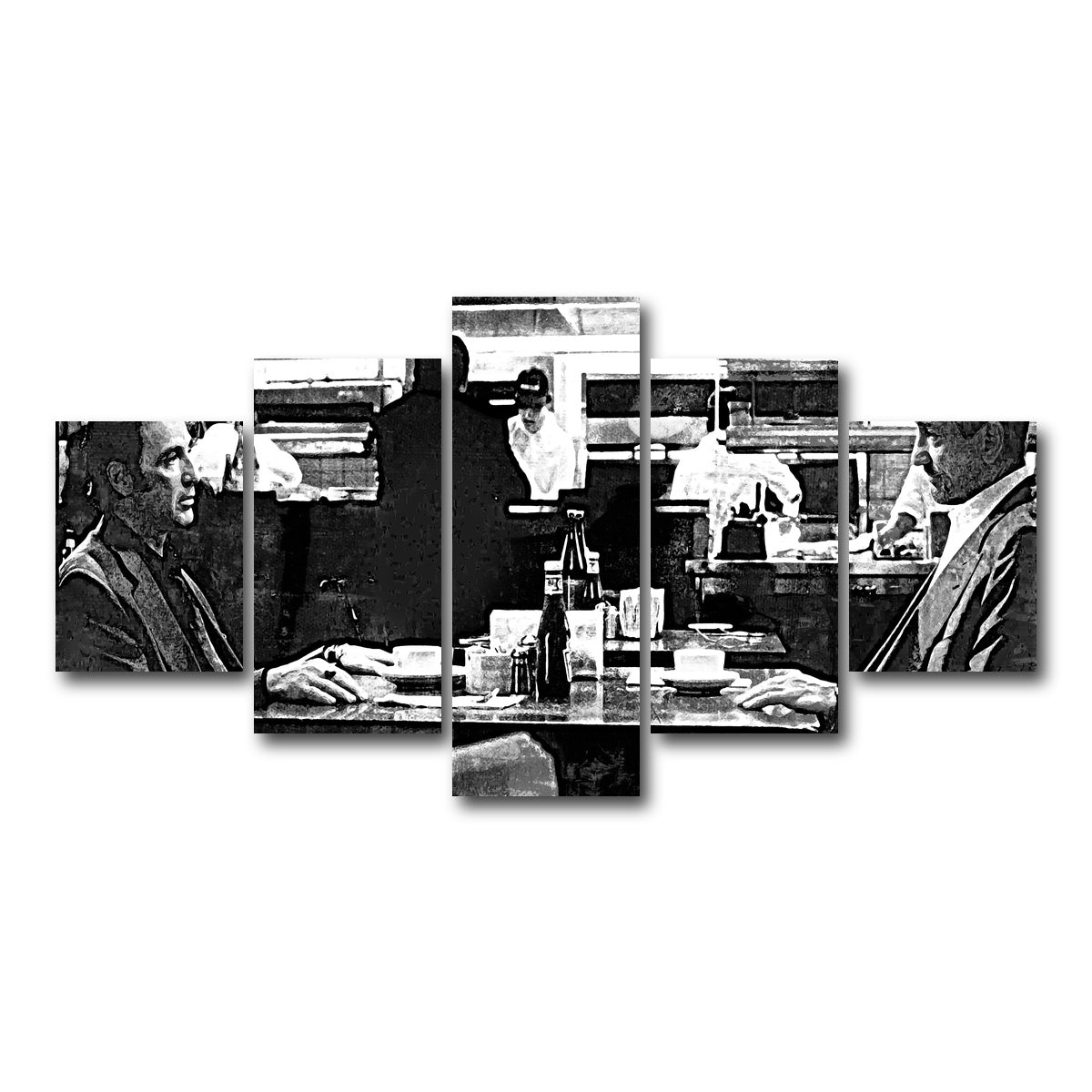 AUTO-MOCKUP WHITE | Heat - The Meeting Grayscale | 5 Piece | Gallery Wrap Canvas | group=5_short